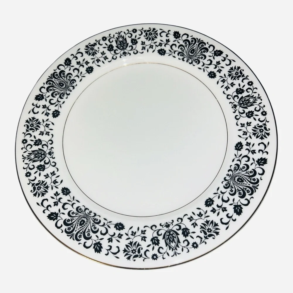 Vintage Rose China Japan Strathmore 3902 Black Lace Saucers Set‎ of 4